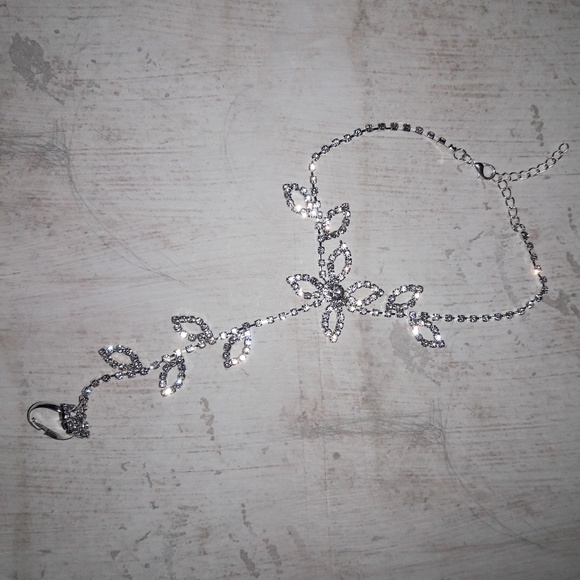 PAIR Rhinestone Crystal Bare Foot Sandal Anklet - Picture 4 of 6